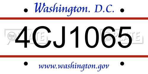4CJ1065 District Of Columbia License Plate