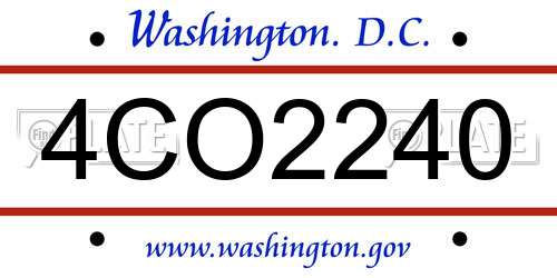 4CO2240 District Of Columbia License Plate