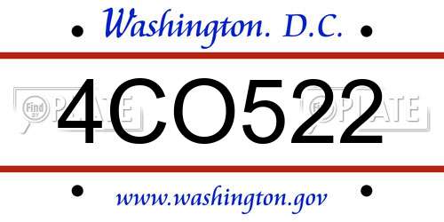 4CO522 District Of Columbia License Plate