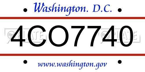 4CO7740 District Of Columbia License Plate