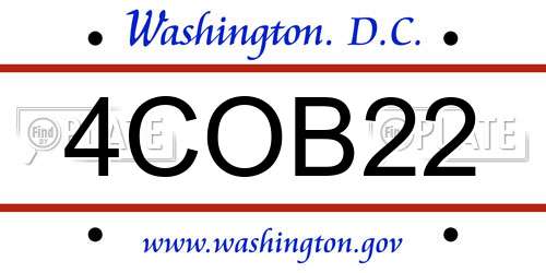 4COB22 District Of Columbia License Plate