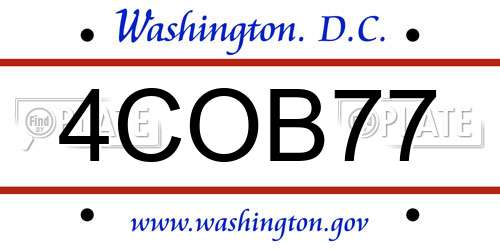 4COB77 District Of Columbia License Plate
