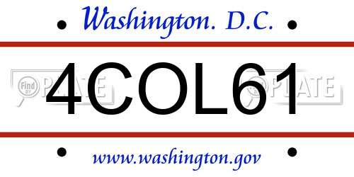 4COL61 District Of Columbia License Plate