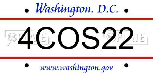 4COS22 District Of Columbia License Plate