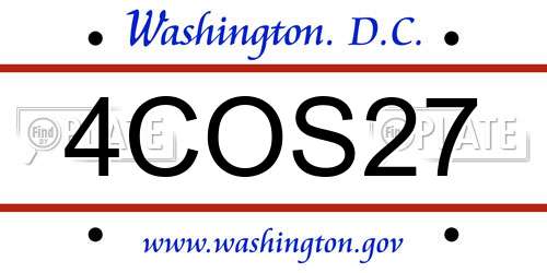 4COS27 District Of Columbia License Plate