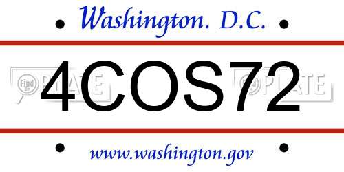 4COS72 District Of Columbia License Plate