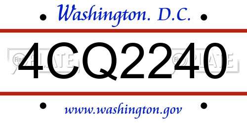 4CQ2240 District Of Columbia License Plate
