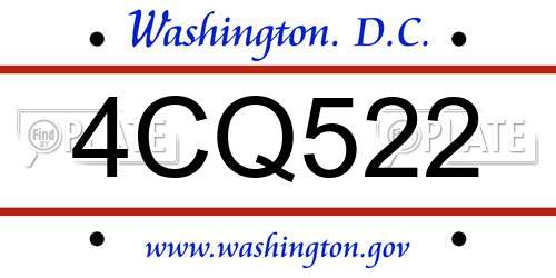 4CQ522 District Of Columbia License Plate
