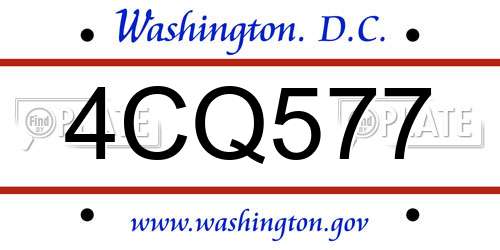 4CQ577 District Of Columbia License Plate