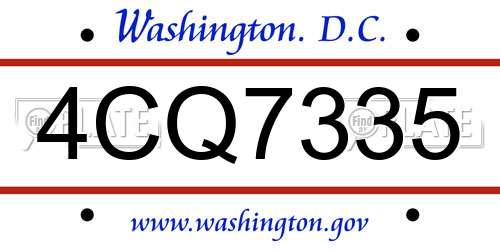 4CQ7335 District Of Columbia License Plate
