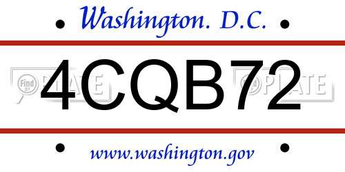 4CQB72 District Of Columbia License Plate
