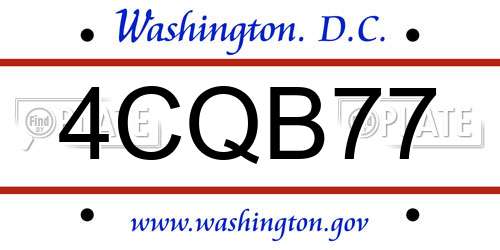 4CQB77 District Of Columbia License Plate