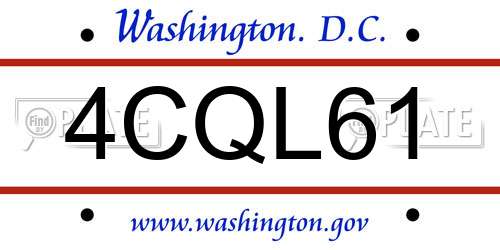4CQL61 District Of Columbia License Plate