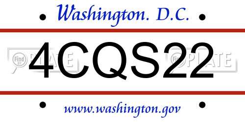 4CQS22 District Of Columbia License Plate