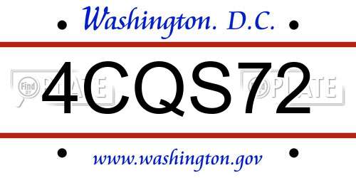 4CQS72 District Of Columbia License Plate