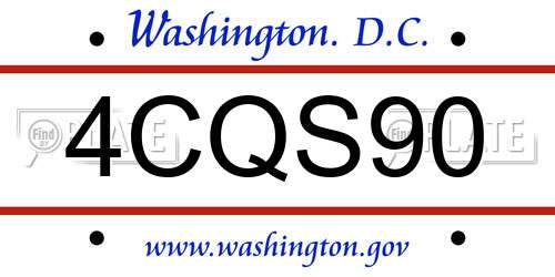 4CQS90 District Of Columbia License Plate