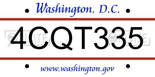 4CQT335 District Of Columbia License Plate