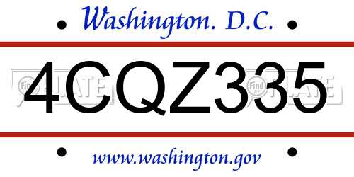 4CQZ335 District Of Columbia License Plate