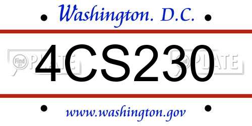 4CS230 District Of Columbia License Plate