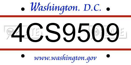 4CS9509 District Of Columbia License Plate