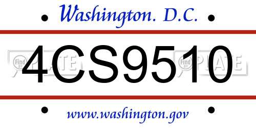 4CS9510 District Of Columbia License Plate