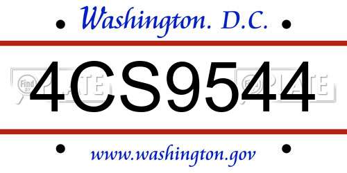 4CS9544 District Of Columbia License Plate