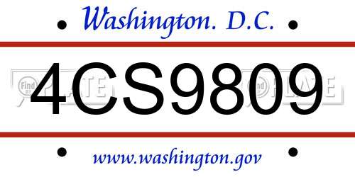 4CS9809 District Of Columbia License Plate