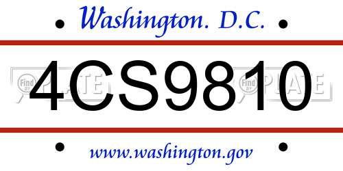 4CS9810 District Of Columbia License Plate