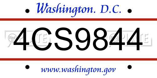 4CS9844 District Of Columbia License Plate
