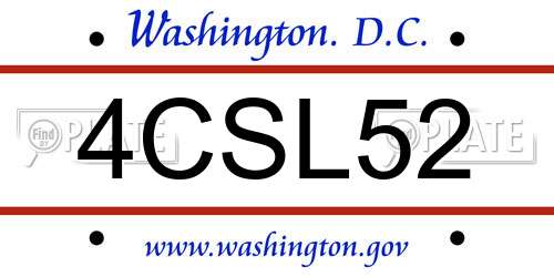 4CSL52 District Of Columbia License Plate