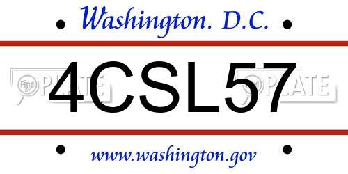 4CSL57 District Of Columbia License Plate