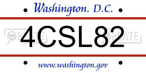 4CSL82 District Of Columbia License Plate