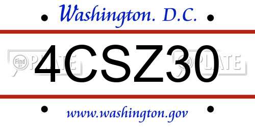 4CSZ30 District Of Columbia License Plate
