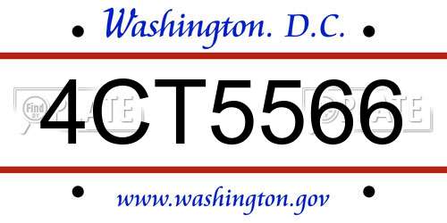 4CT5566 District Of Columbia License Plate