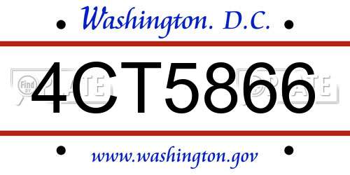 4CT5866 District Of Columbia License Plate