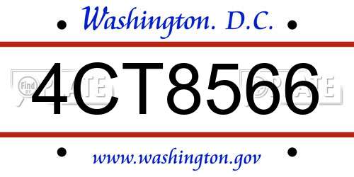4CT8566 District Of Columbia License Plate