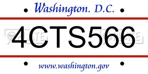 4CTS566 District Of Columbia License Plate