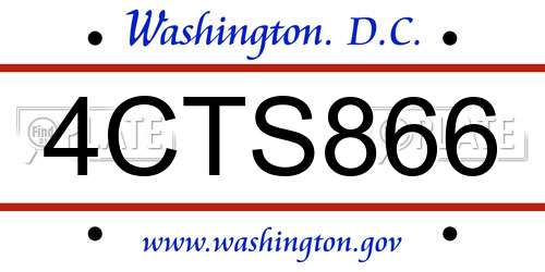 4CTS866 District Of Columbia License Plate