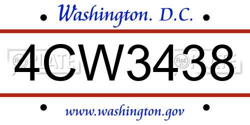 4CW3438 District Of Columbia License Plate