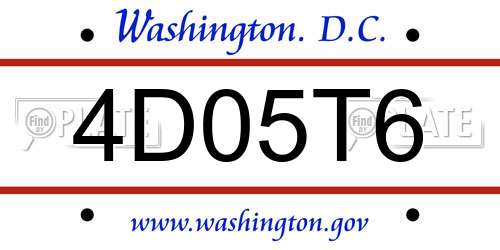 4D05T6 District Of Columbia License Plate