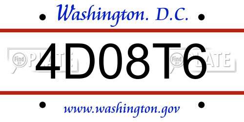 4D08T6 District Of Columbia License Plate