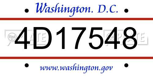 4D17548 District Of Columbia License Plate