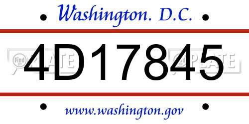 4D17845 District Of Columbia License Plate