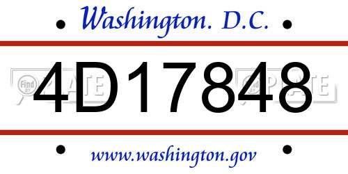 4D17848 District Of Columbia License Plate