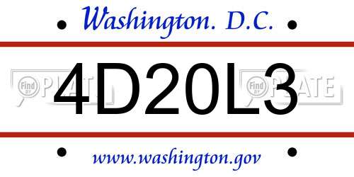 4D20L3 District Of Columbia License Plate