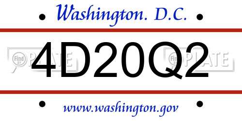 4D20Q2 District Of Columbia License Plate