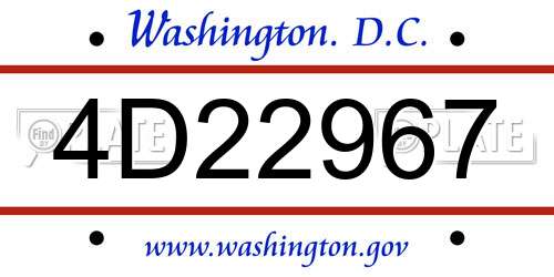 4D22967 District Of Columbia License Plate