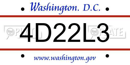 4D22L3 District Of Columbia License Plate
