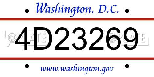 4D23269 District Of Columbia License Plate