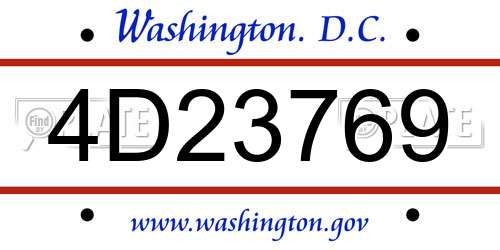 4D23769 District Of Columbia License Plate